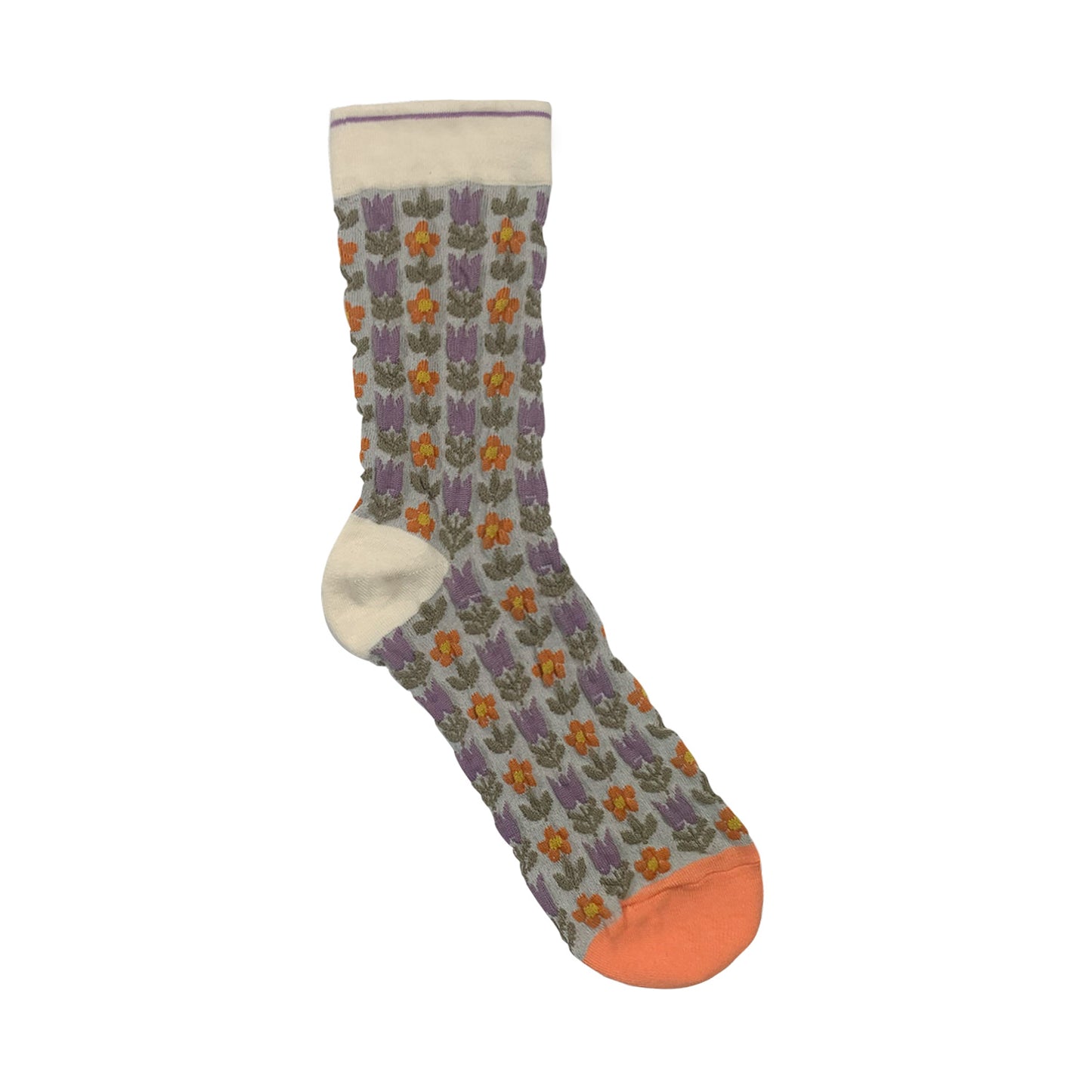 Women's Crew Retro Flower Deco Socks