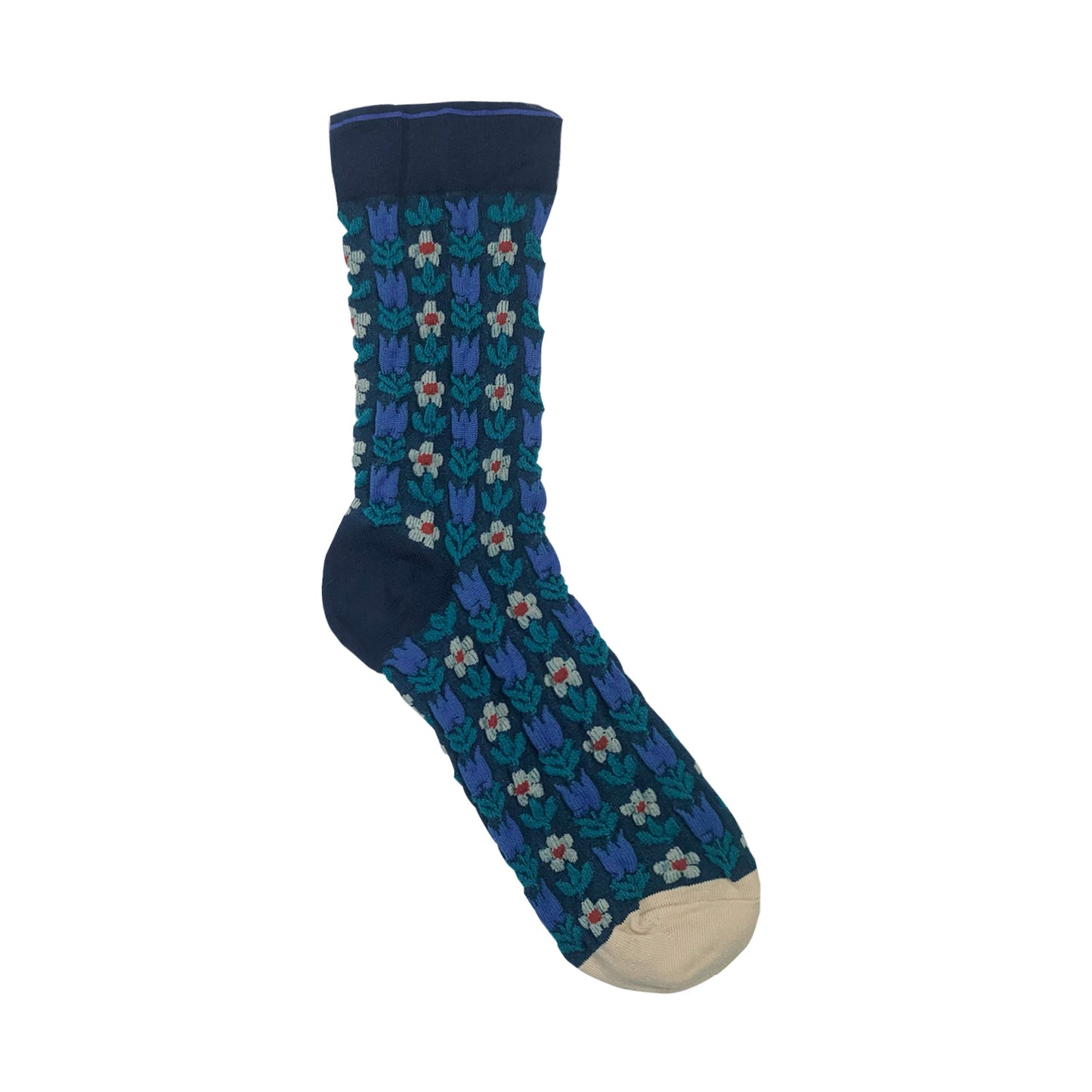 Women's Crew Retro Flower Deco Socks