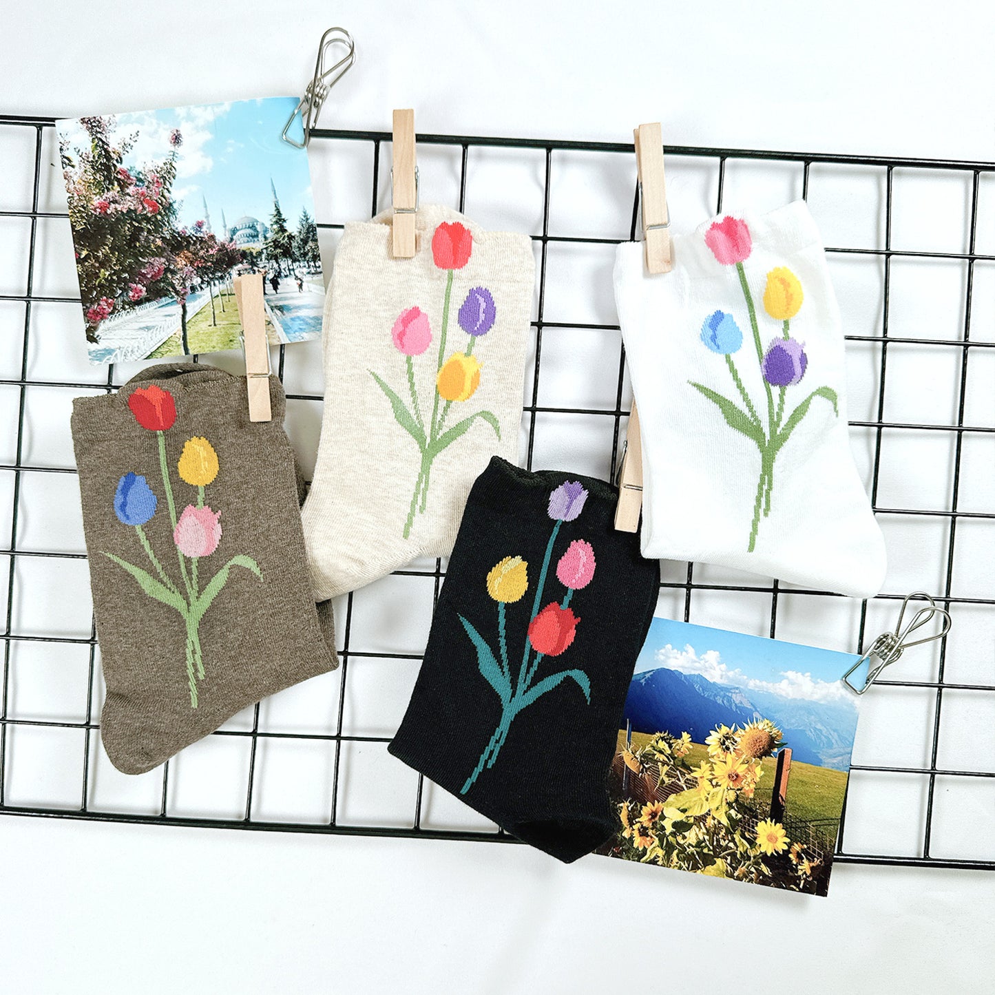 Women's Crew Tulip Flower Socks