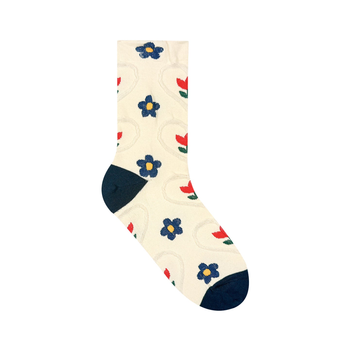 Women's Crew Heart Flower Deco Socks