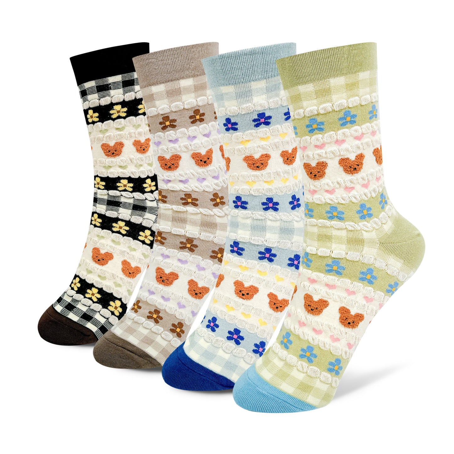 Women's Pastel Bear Crew Socks