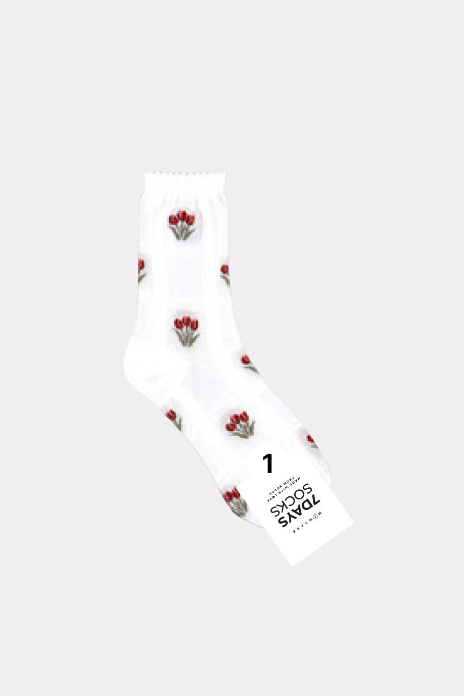 Women's Crew See-Through Tulip Check Socks