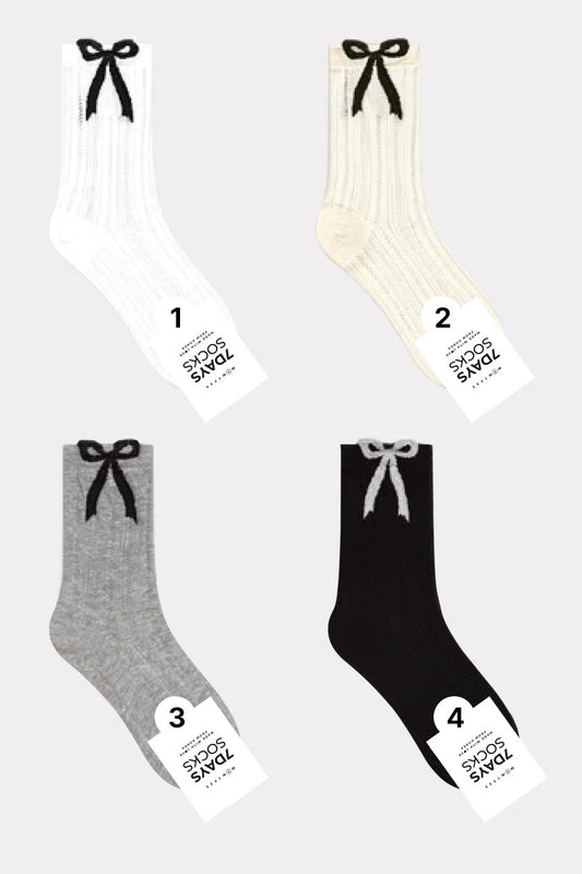 Women's Crew See-Through Big Ribbon Socks