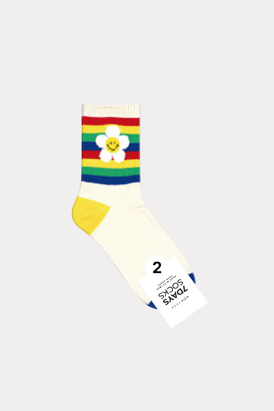Women's Crew Rainbow Flower Smile Socks