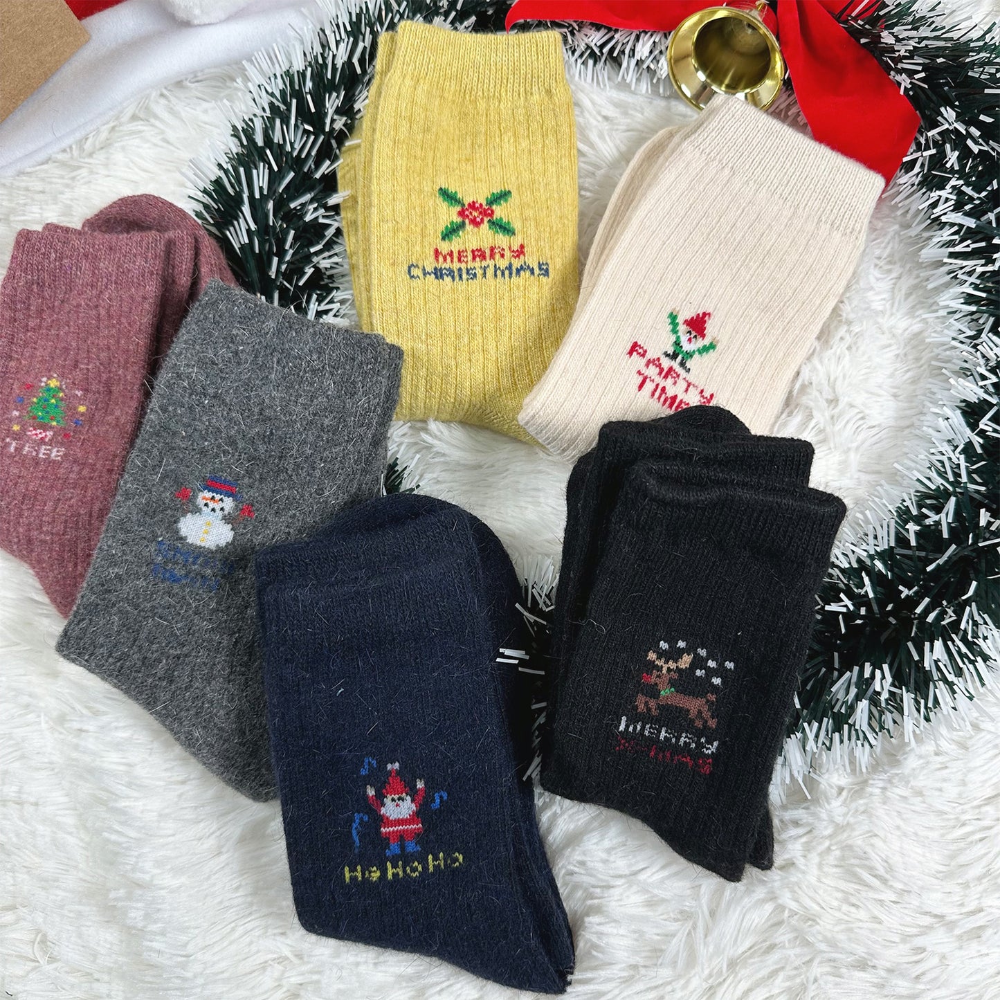 Women's Crew Angora Wool Merry Merry Socks