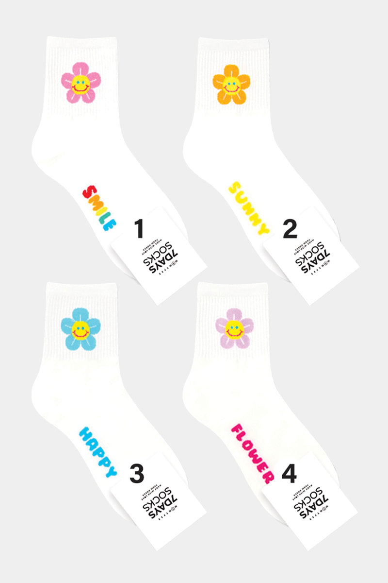 Women's Crew Flower Smile Socks