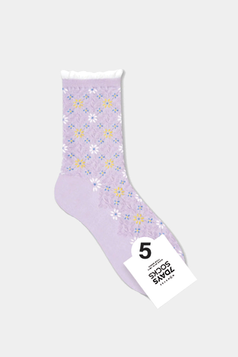 Women's Crew Flower Lace Socks