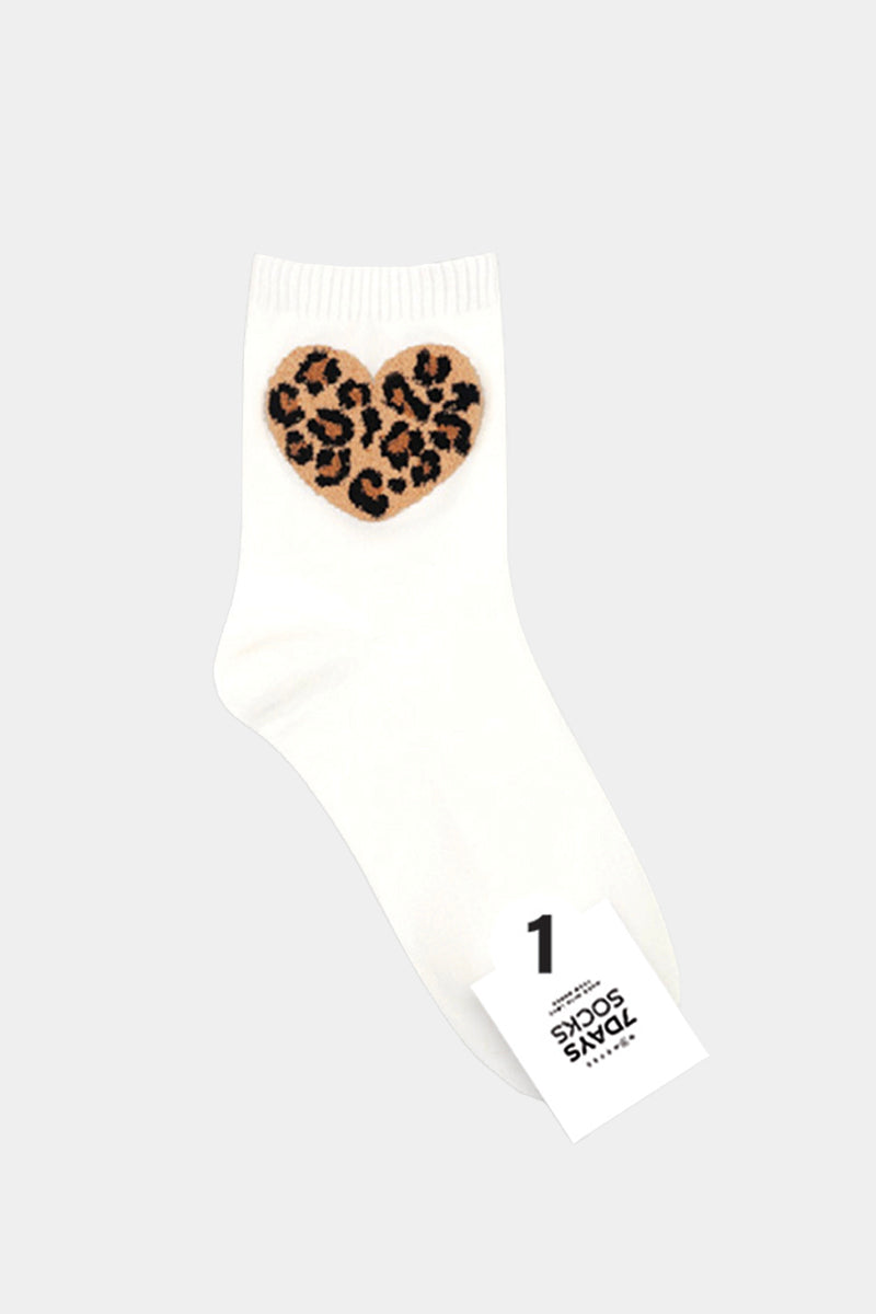 Women's Crew Fluffy Leopard Print Socks