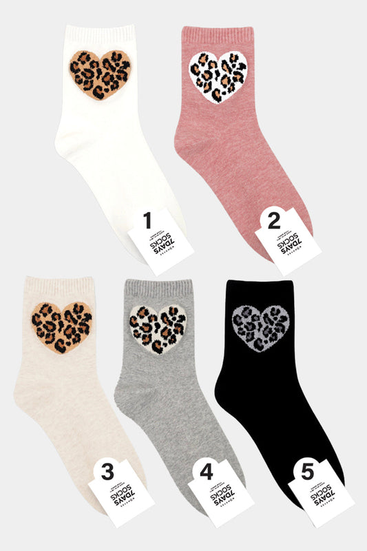 Women's Crew Fluffy Leopard Print Socks