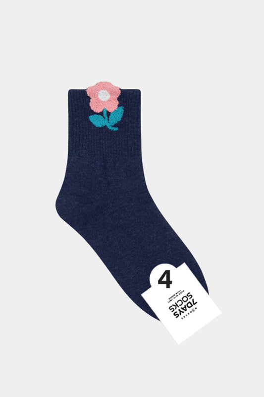 Women's Crew Shaggy Flower Socks