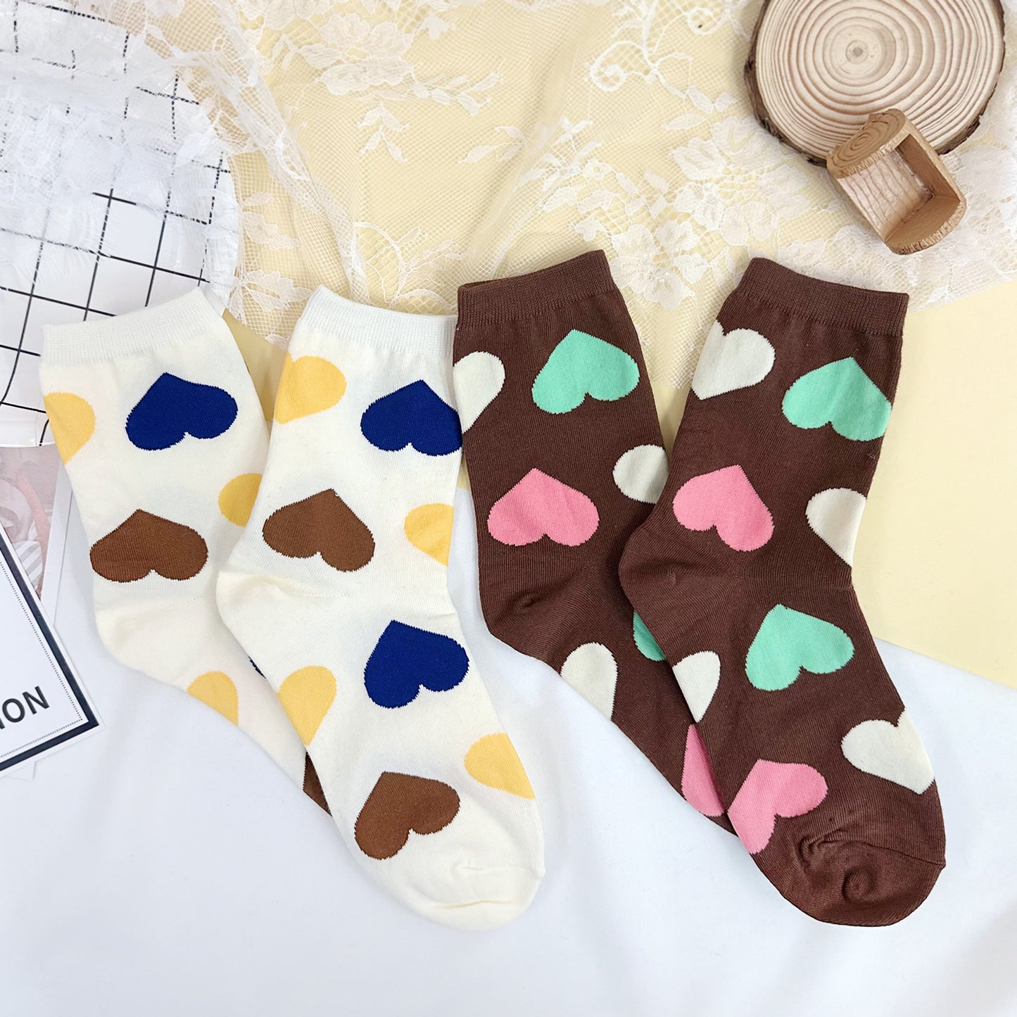 Women's Crew Triple Big Heart Socks