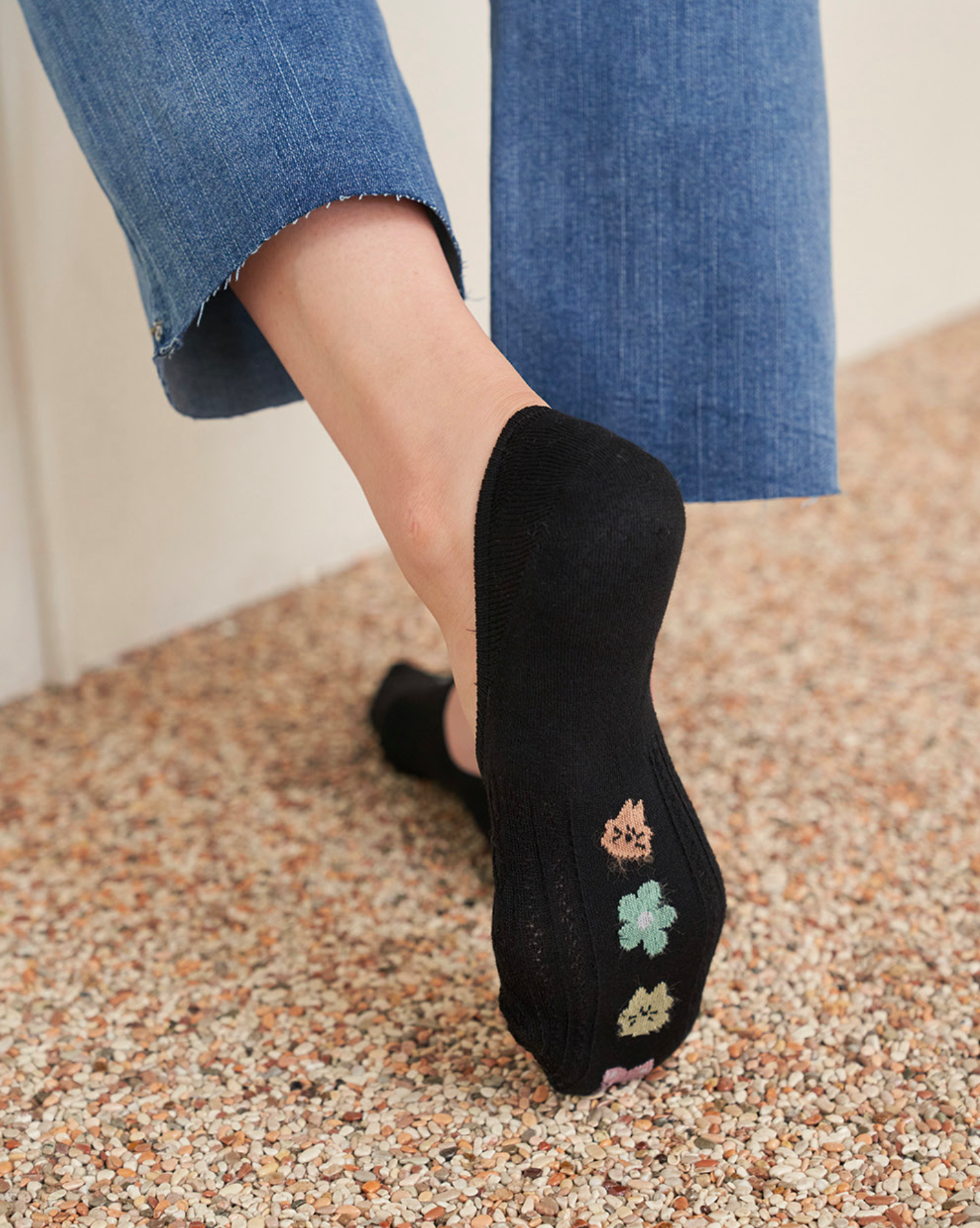 Women's No Show Fleur Cat Socks