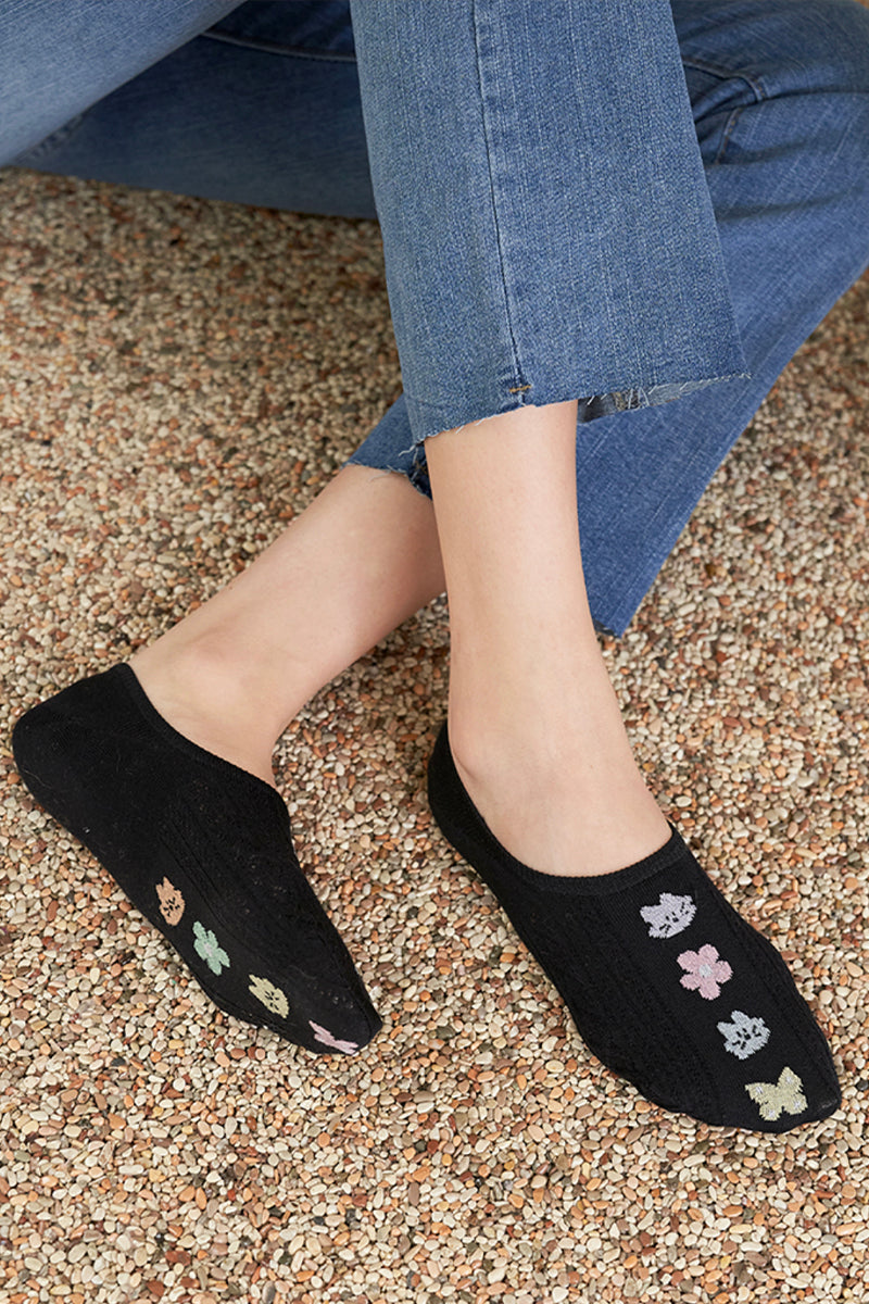 Women's No Show Fleur Cat Socks
