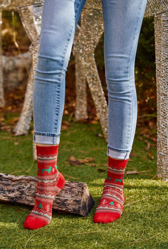 Women's Crew Winter Nordic Deer Jacquard Socks