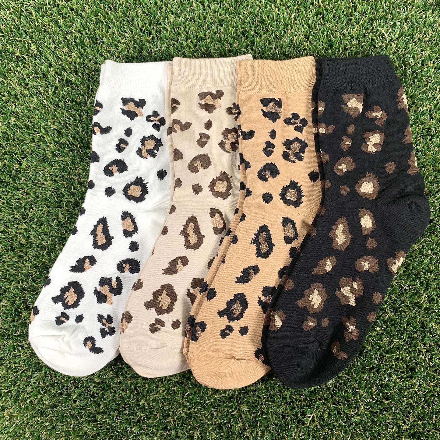 Women's Crew Lurex Leopard Socks