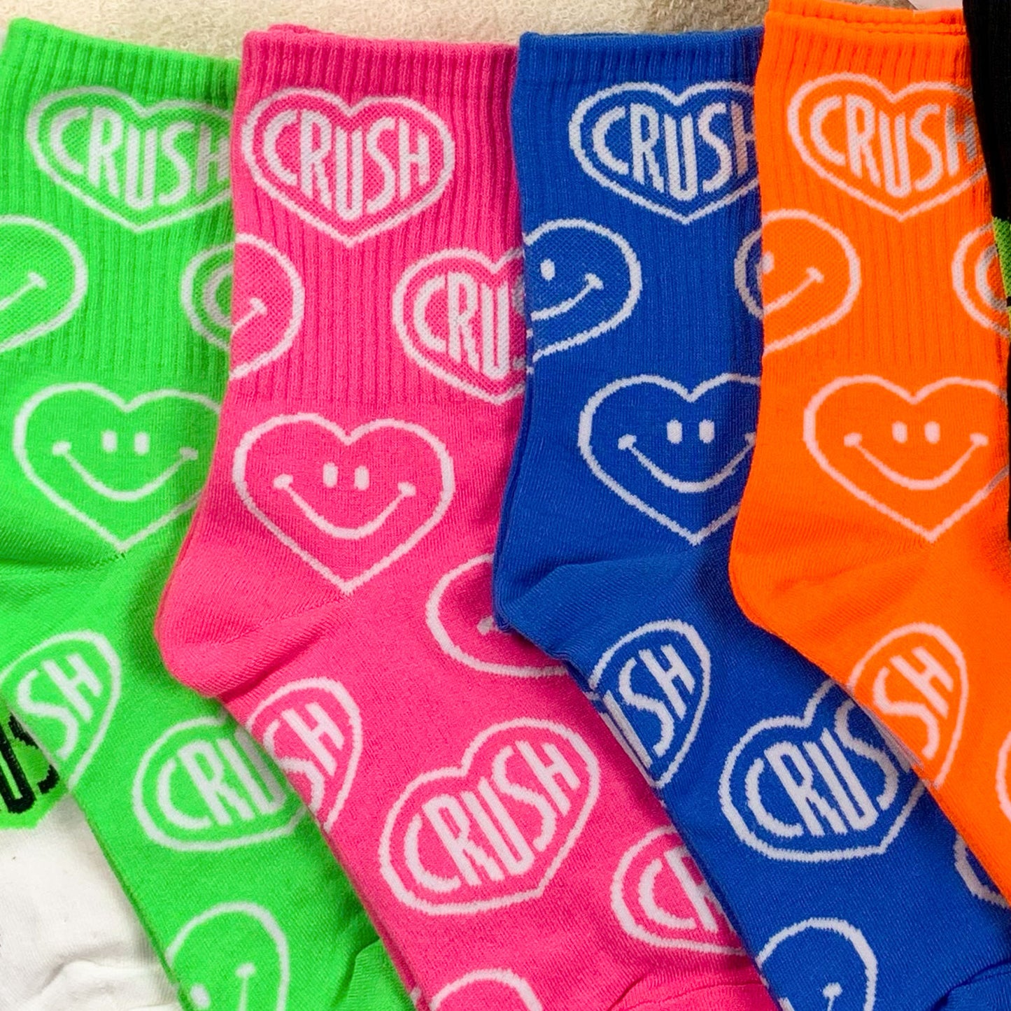 Women's Crew Neon Crush Smile Pattern Socks