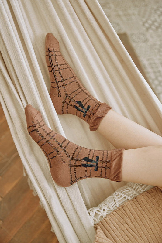 Women's Crew Ribbon Check Socks