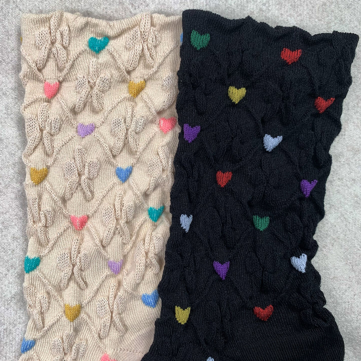 Women's Crew Embossing Heart Socks