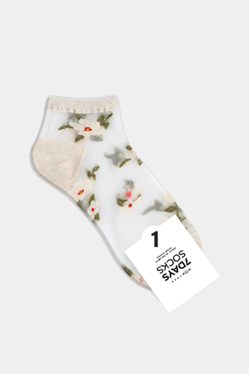 Women's Ankle See-Through Flower Socks
