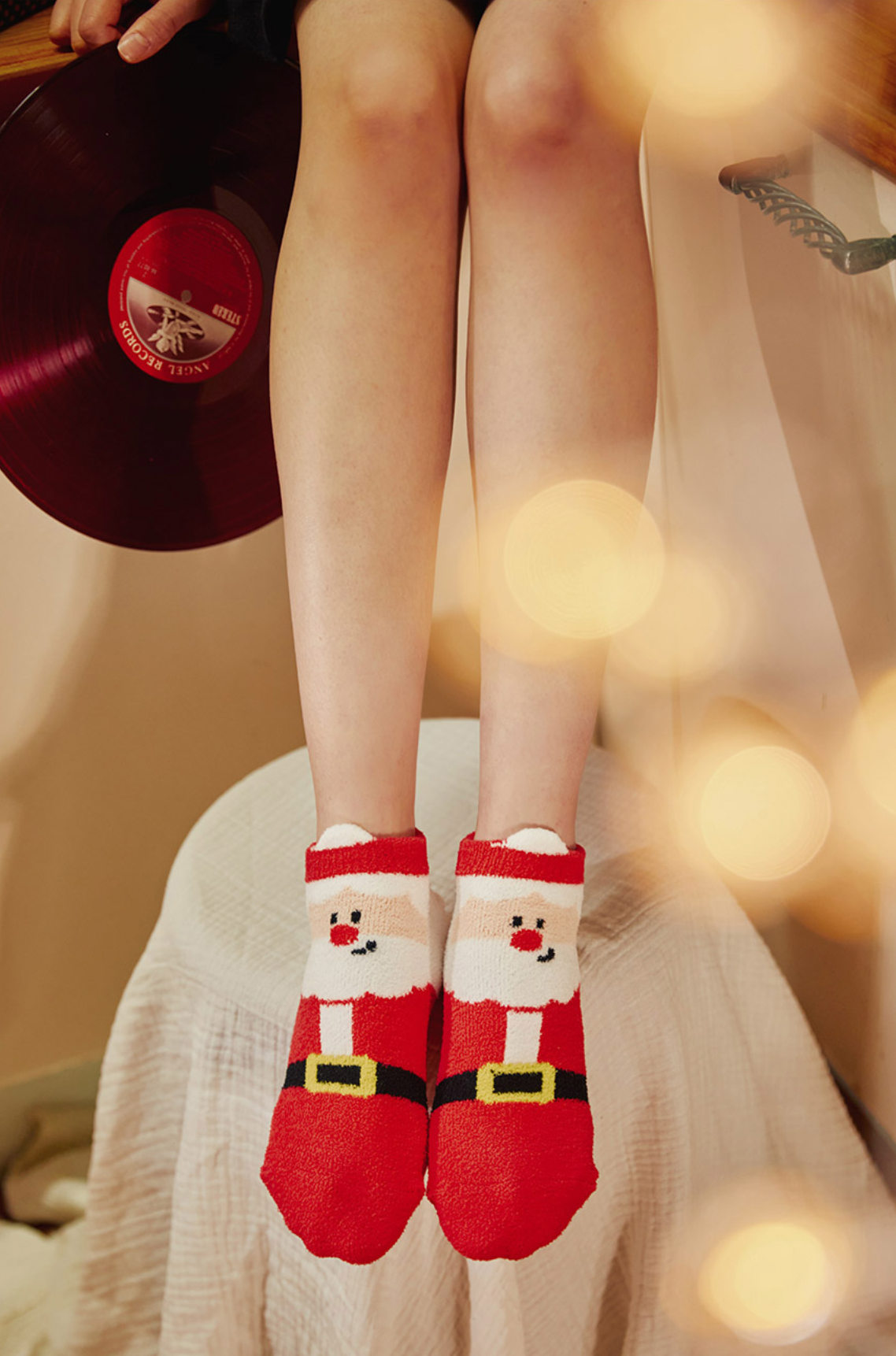 Women's Crew Santa Family Tactel Socks