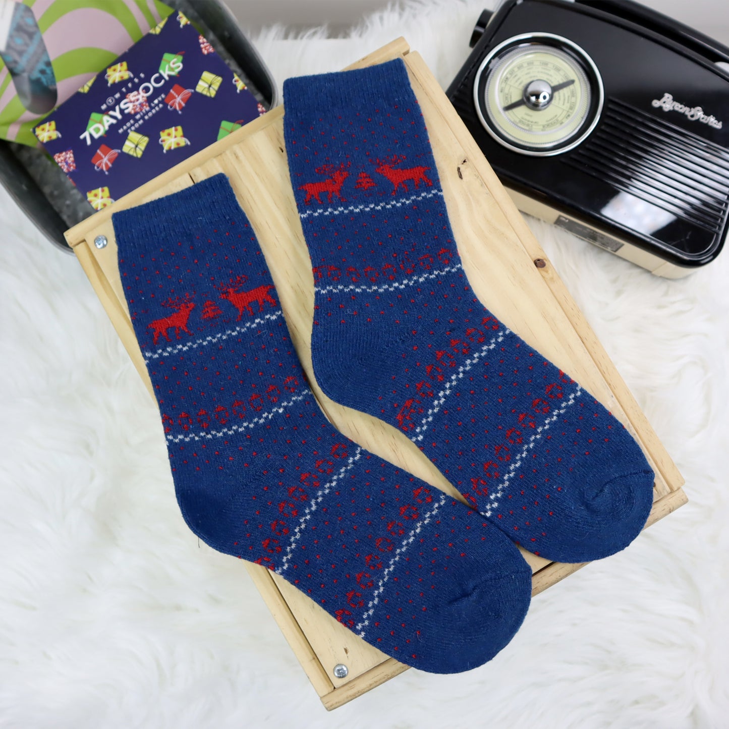 Women's Crew Winter Angora Wool Deer Socks