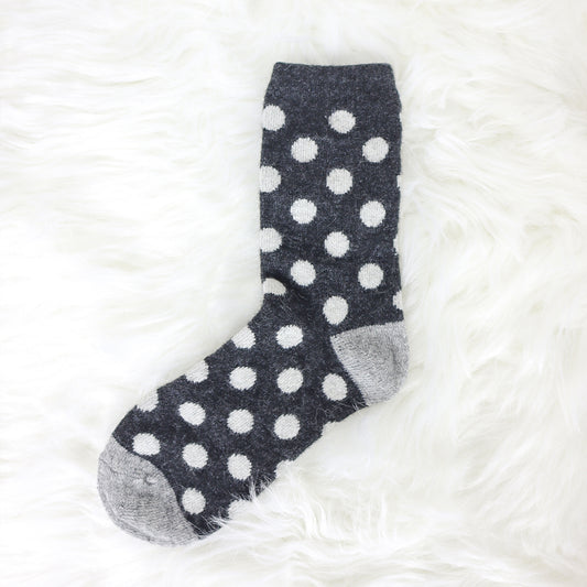 Women's Crew Winter Angora Wool Dots Socks