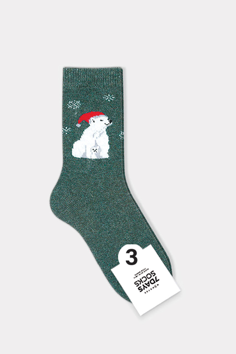 Women's Crew Winter Angora Wool Animal Double Cushion Socks