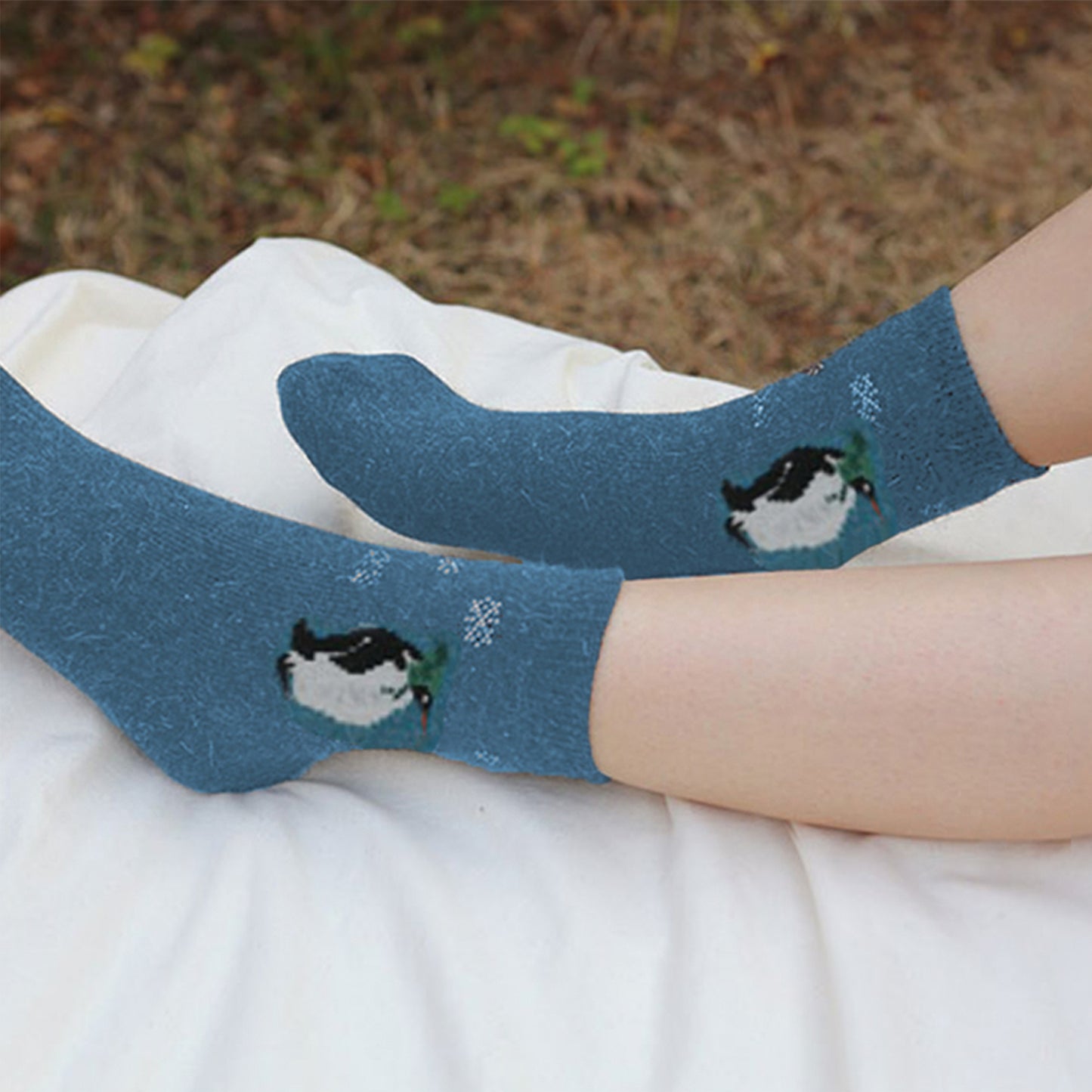 Women's Crew Winter Angora Wool Animal Double Cushion Socks
