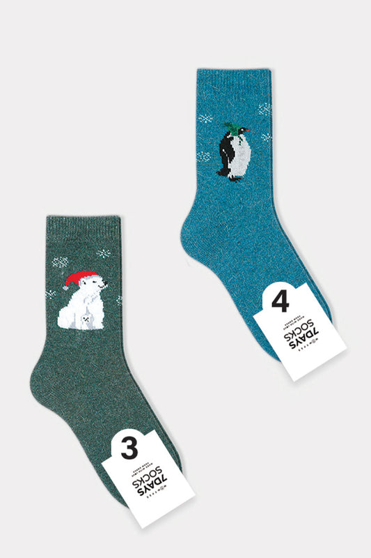 Women's Crew Winter Angora Wool Animal Double Cushion Socks