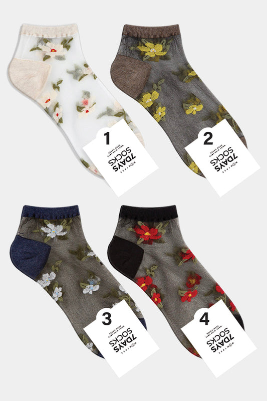 Women's Ankle See-Through Flower Socks