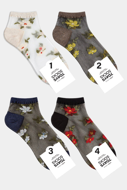 Women's Ankle Sheer Flower Socks